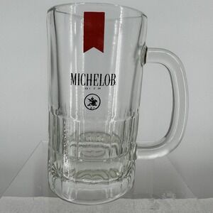 Vintage Michelob Drinking Beer Mug Tankard Heavy Glass Handle 5.5"